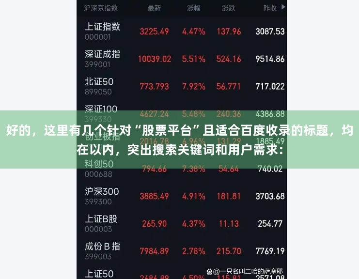 好的，这里有几个针对“股票平台”且适合百度收录的标题，均在以内，突出搜索关键词和用户需求：